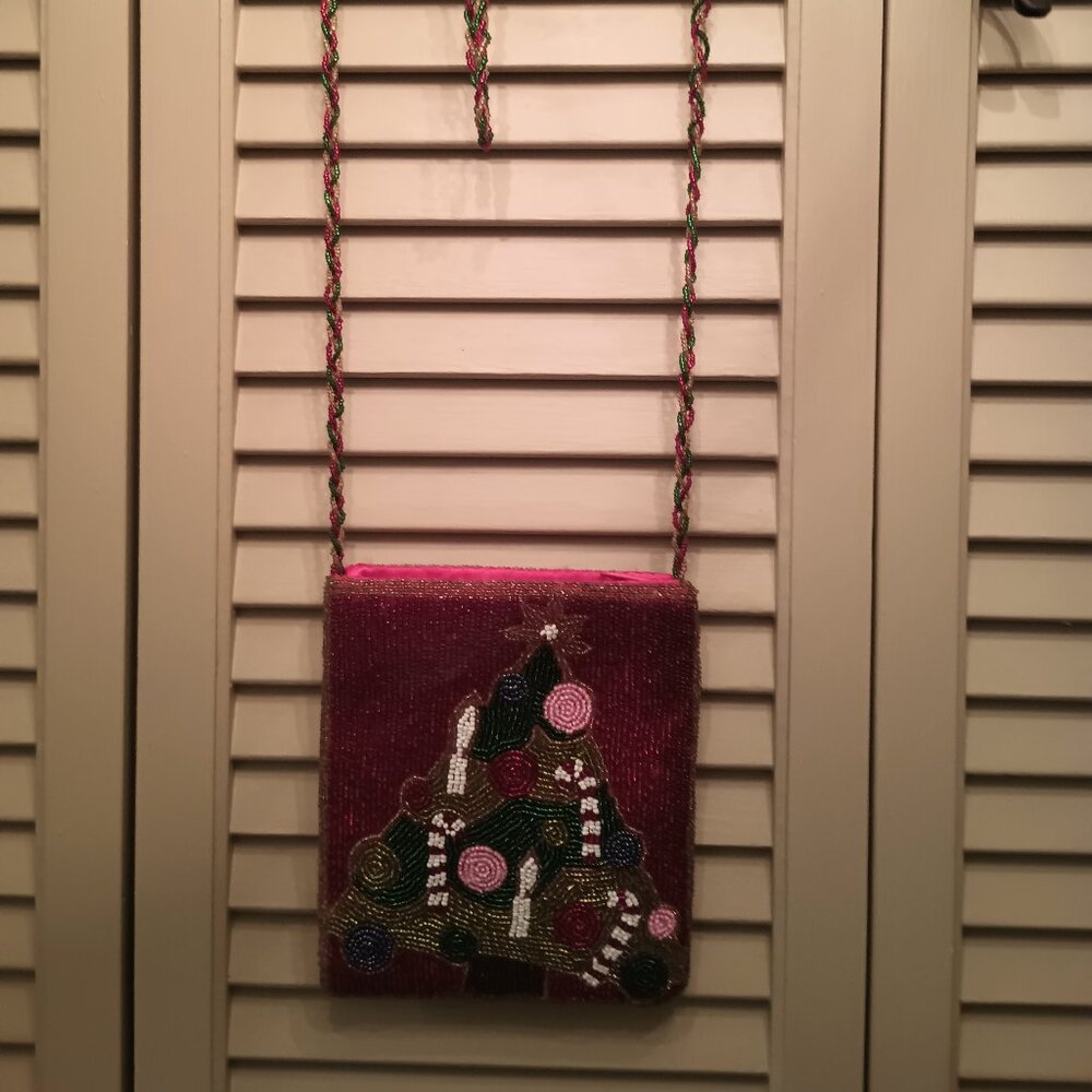 Vintage C. Marie Holiday Beaded Crossbody Bag.